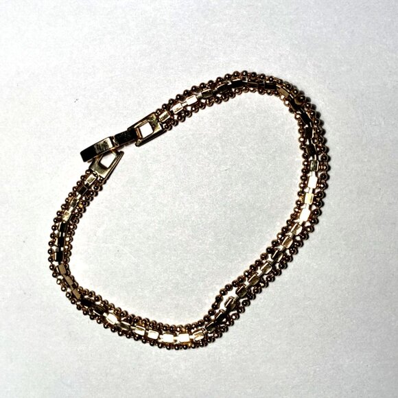 Gold Tone Diamond Accent Gold Beaded Sided Tennis Bracelet - Picture 8 of 11